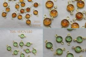 Swarovski cabochons channel set 2 loops 40ss 6/12/24/36/72 Pieces BRASS SETTINGS, strass embellishments, vintage rare