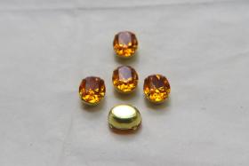 Swarovski 10X8 MM Oval Vintage Crystal Topaz Prong Settings 2/6/12 Pieces BRASS SETTINGS, strass embellishments, vintage rare