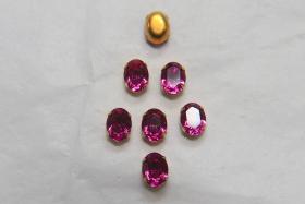 Swarovski 8x6 MM Oval Vintage Fuchsia Crystal Prong Settings 6/12/36/72 Pieces BRASS SETTINGS, strass embellishments, vintage rare