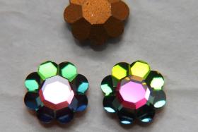 14mm Swarovski Vintage Flower Foiled Rhinestones in Vitrail Medium 2/6/12/36/72 pieces Vintage findings, jewellery parts