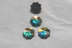 10mm Swarovski Vintage Flower Foiled Flat Back Rhinestones in Crystal Aurore Boreale 2/6/12/36/72 pieces Vintage findings, jewellery parts