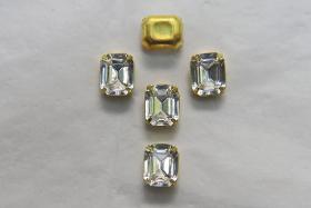 Swarovski 10X8 MM Rectangle Vintage Crystal Prong Settings 2/6/12 Pieces BRASS SETTINGS, strass embellishments, vintage rare
