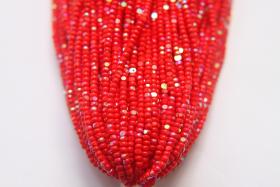 11/0 Hanks Charlotte Cut Beads Patina Light Red Opaque Aurore Boreale 1/5/25/50/100 Hanks PREMIUM SEED BEADS, Native Supplies
