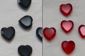 Swarovski Vintage Heart Flat Rhinestones - 10mm in Jet / Light Siam 12/24/48 Pieces fancy stones, jewelry making, craft supply