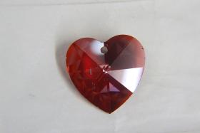 40 MM Swarovski Crystal rare big Heart Pendant Beads 6202 Crystal drops in Crystal Red Magma vintage findings, jewelry making