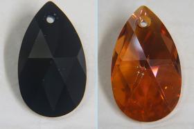 50 mm Swarovski Crystal 6106 Big Rare Pear Beads Pendants Fancy Crystal drop in Jet / Crystal Copper vintage findings