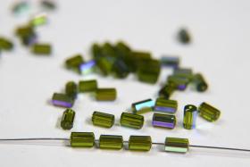 5230 Swarovski vintage cylindrical crystal beads Olivine Aurora Boreale mm 6x3 Swarovski Elements  6/12/36 Pieces, vintage findings