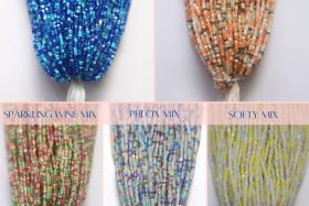 13/0 Hanks Charlotte Cut Beads in Designer Mix (5 Colors) 1/5/25/50/100 Hanks 1.6mm rare glass beads, jewelry supply, native supply