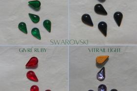 10X6 mm vintage Cabochon flat back Tear drops Swarovski glass cabs, cabochons