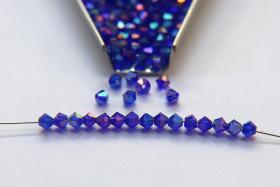 4mm Swarovski Cobalt Shimmer 2X Bicones Beads 36/72/144/432/720 Pieces PREMIUM MATERIALS,embroidery materials, jewelry supplies