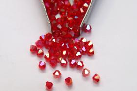 4mm Swarovski Light Siam Shimmer 2X Bicones Beads 36/72/144/432/720 Pieces PREMIUM MATERIALS,embroidery materials, jewelry supplies