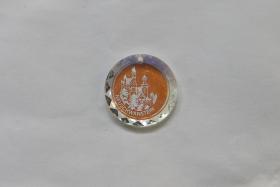 20mm Very Rare Vintage Neuschwanstein Castle engraved Swarovski Round Pendants Crystal Aurore Boreale drop 2/6/12 Pieces vintage findings