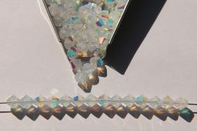 5mm White Opal Aurore Boreale Swarovski Bicone 12/36/72/144/432/720 Pieces (362) rainbow beads, jewelry making, couture