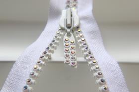 SS12 (3mm),  12 inch Swarovski Crystal Aurore Boreale Rhinestone White Zipper closed at one end by PC, 80300
