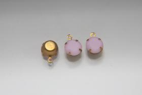 Swarovski 11 mm Round setting drop dangle (one/two loop) in Rose Alabaster 6/12/24/100/300 Pieces jewelry supplies in Brass/Vintage Black