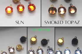Swarovski 11 mm Round setting drop dangle Vintage Chaton Roses (one/two loop) 6/12/24/100/300 Pieces jewelry supplies in Brass/Vintage Black