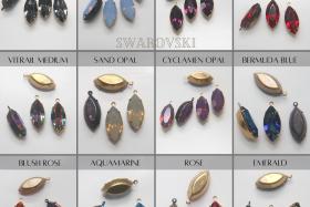 Swarovski Navette Stones setting drop dangle (one loop) in 12 colors 2/6/24/72 Pieces jewelry supplies Brass/Vintage Black
