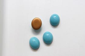 Swarovski 18 X 13 mm Vintage Turquoise Foiled Flat Back Oval Cabochon Cab 1/2/6 Pieces