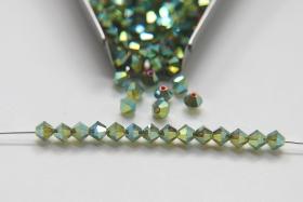4mm Preciosa Peridot 2X Aurore Boreale Bicones Beads 36/72/144/432/720 Pieces PREMIUM MATERIALS,embroidery materials, jewelry supplies