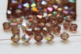 Swarovski (4mm) Light Smoked Topaz AB Bicones beads 36/72/144/432/720 Pieces, rainbow beads, jewelry making, couture embellishments