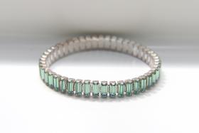 Swarovski Stretch Chain Bracelet 31E02 Pacific Opal / Erinite 131E0207M18C F13 4501 F sterling silver 15mil jewelry, hand cuffs