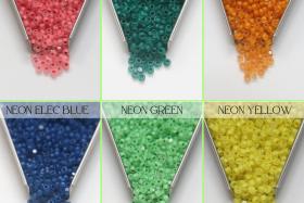 8/0 Charlotte Cut Beads MATT Neon Linings Grams frosted glass beads jewelry supply native beads embroidery supply
