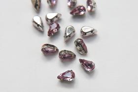 Swarovski 10X6 Pear Vintage Clips Sewon 4 hole in Light Amethyst Silver Settings embroidery materials craft vintage