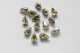 Swarovski 10X6 Pear Vintage Clips Sewon 4 hole in Jonquil Silver Settings embroidery materials craft vintage