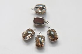 SWAROVSKI Rectangke Drop in drop setting Rhodium plated 18x11mm 1 piece jewelry supplies pendant