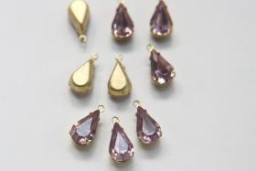 Swarovski 13x8 Fancy pear Stones 1 ring setting drop dangle in Light Amethyst (one loop) 4 Pieces jewelry supplies findings