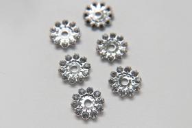 16mm Swarovski channel set flower settings 4 pieces Silver Plated Metal findings vintage components jewelry making craft supplies decoration