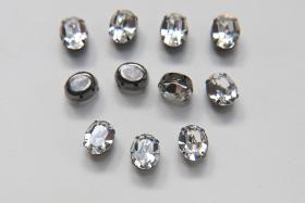 Swarovski 10X8 MM Oval crystal in Vintage black Prong Settings BRASS SETTINGS strass embellishments vintage rare