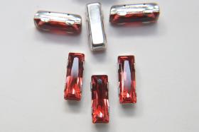 Swarovski 21x7 Baguette Clips Sewon 4 hole in Padparadscha Rhodium plated Settings (2 pieces) embroidery materials craft vintage