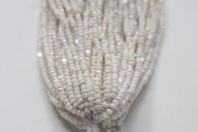 8/0 Hanks Charlotte Cut Beads Patina Opaque Chalk White Aurore Boreale Hanks PREMIUM SEED BEADS Native Supplies ornament making