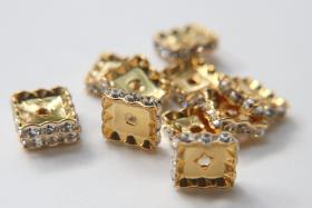 14mm Swarovski Squaredelle Crystal Rondelle Squares Gold Plated Metal findings vintage components jewelry making craft supplies decorations