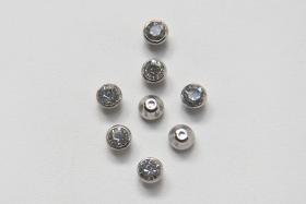 Swarovski 6mm Round Bezel setting Silver Plated jewelry supplies in jewel making vintage findings