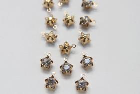 Swarovski 11mm Fancy star Stones 1 ring setting drop dangle gold plated (one loop) 6 Pieces jewelry supplies findings