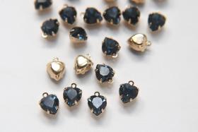 Swarovski 8mm Fancy heart Stones 1 ring setting drop dangle gold plated in Montana 6 Pieces jewelry supplies findings