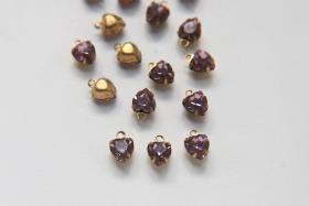 Swarovski 6mm Fancy heart Stones 1 ring setting drop dangle in Light Amethyst 6 Pieces jewelry supplies findings