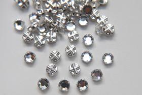 30ss Clear Flatback Swarovski Crystal Rose Montees 7 mm Silver Plated 6 pieces Mounted Rose Montees sewon embroidery materials wedding decor