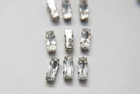 Swarovski 15x5 Baguette Clips Sewon 4 hole in Crystal Silver Settings (4 pieces) embroidery materials craft vintage