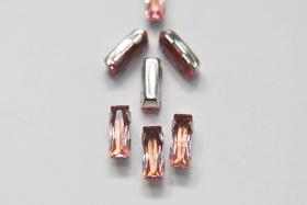 Swarovski 15x5 Baguette Clips Sewon 4 hole in Crystal Pink shade Silver Settings (4 pieces) embroidery materials craft vintage