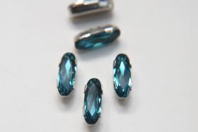 Swarovski 21x7 Elongated Baguette Clips Sewon 4 hole in Indicolite Rhodium plated Settings (2 pieces) embroidery materials craft vintage