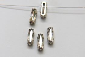 Swarovski 15x5 Baguette Clips Sewon 4 hole in Crystal Silver Shade Silver Settings (4 pieces) embroidery materials craft vintage