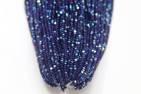 11/0 Hanks Charlotte Cut Beads Patina Opaque Dark Navy Blue Aurore Boreale Hanks PREMIUM SEED BEADS Native Supplies