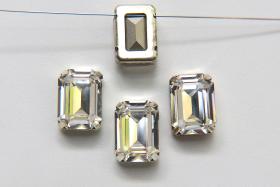 Swarovski 18x13 Crystal 4610 Octagon Silver Clips Sewon 4 hole embroidery materials sewing jewelry making craft vintage supplies