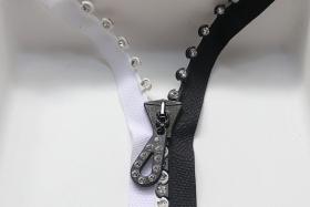 SS24 (13 inch) Long Swarovski Crystal Rhinestone Black & White Zipper closed at one end by PC