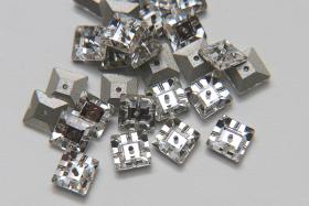 8mm Preciosa Square Lochrosen in CRYSTAL PREMIUM Materials jewelry making