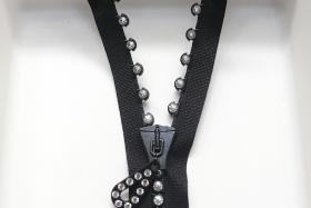 SS24 (13 inch) Swarovski Crystal Rhinestone Black Zipper closed at one end by PC