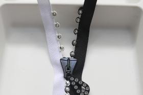 SS24 (29 inch) Long Swarovski Crystal Rhinestone Black & White Zipper closed at one end by PC